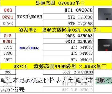 笔记本电脑硬盘价格表大全,笔记本电脑硬盘价格表