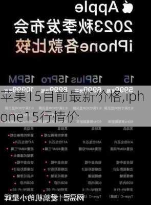 苹果15目前最新价格,iphone15行情价