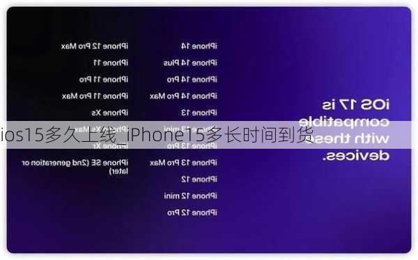 ios15多久上线_iPhone15多长时间到货