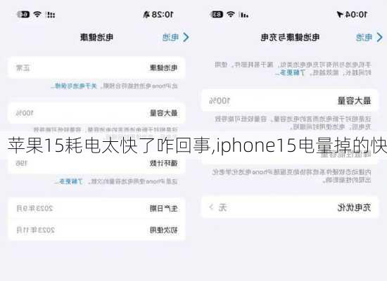 苹果15耗电太快了咋回事,iphone15电量掉的快