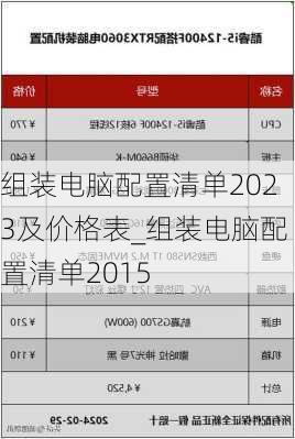 组装电脑配置清单2023及价格表_组装电脑配置清单2015