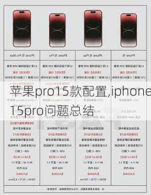 苹果pro15款配置,iphone15pro问题总结