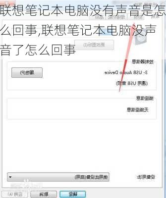 联想笔记本电脑没有声音是怎么回事,联想笔记本电脑没声音了怎么回事