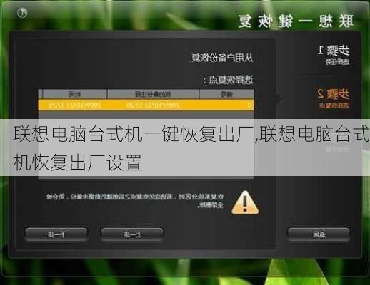 联想电脑台式机一键恢复出厂,联想电脑台式机恢复出厂设置