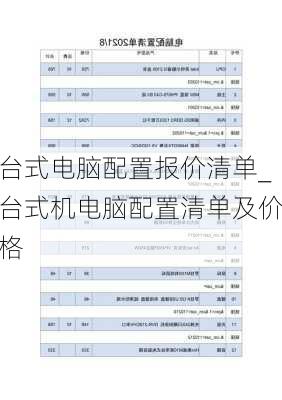 台式电脑配置报价清单_台式机电脑配置清单及价格