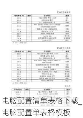 电脑配置清单表格下载_电脑配置单表格模板