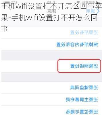 手机wifi设置打不开怎么回事苹果-手机wifi设置打不开怎么回事