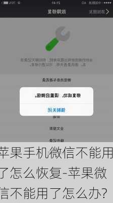 苹果手机微信不能用了怎么恢复-苹果微信不能用了怎么办?