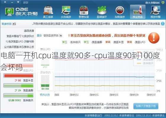 电脑一开机cpu温度就90多-cpu温度90到100度会坏吗