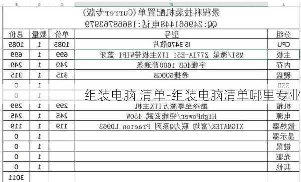 组装电脑 清单-组装电脑清单哪里专业