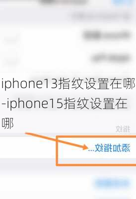 iphone13指纹设置在哪-iphone15指纹设置在哪