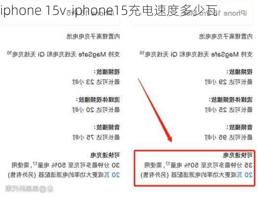 iphone 15v-iphone15充电速度多少瓦