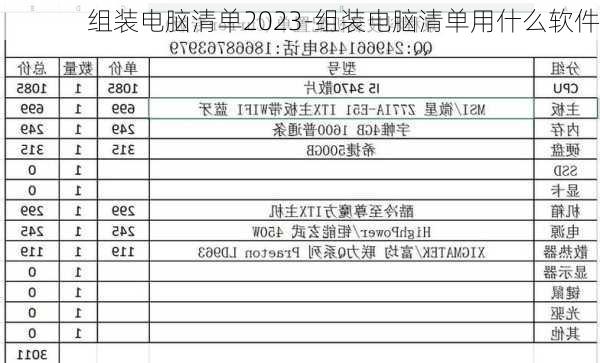 组装电脑清单2023-组装电脑清单用什么软件