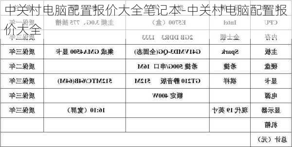 中关村电脑配置报价大全笔记本-中关村电脑配置报价大全