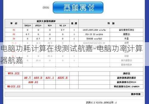 电脑功耗计算在线测试航嘉-电脑功率计算器航嘉