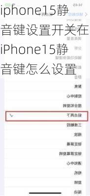 iphone15静音键设置开关在哪-iPhone15静音键怎么设置