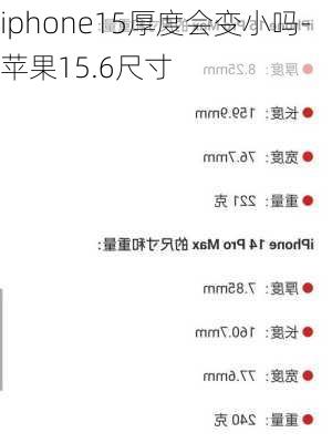 iphone15厚度会变小吗-苹果15.6尺寸
