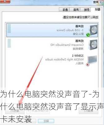 为什么电脑突然没声音了-为什么电脑突然没声音了显示声卡未安装