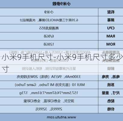 小米9手机尺寸-小米9手机尺寸多少寸