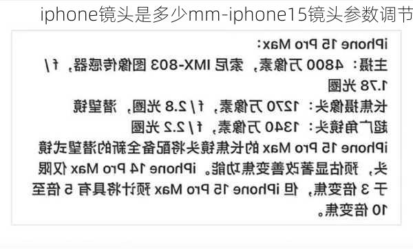 iphone镜头是多少mm-iphone15镜头参数调节