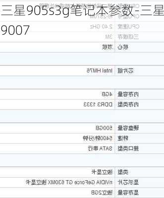 三星905s3g笔记本参数-三星9007