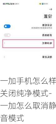 一加手机怎么样关闭纯净模式-一加怎么取消静音模式