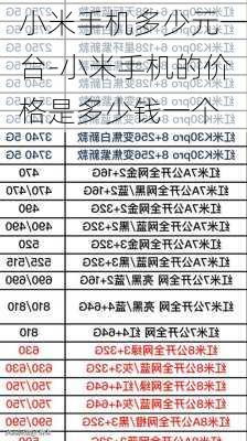 小米手机多少元一台-小米手机的价格是多少钱一个