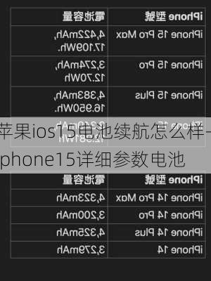 苹果ios15电池续航怎么样-iphone15详细参数电池