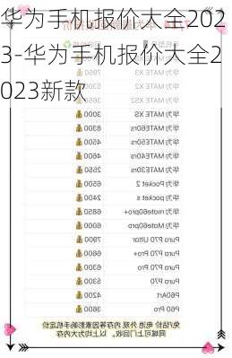 华为手机报价大全2023-华为手机报价大全2023新款