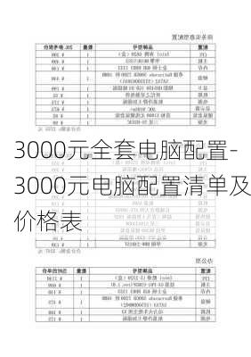 3000元全套电脑配置-3000元电脑配置清单及价格表