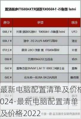 最新电脑配置清单及价格2024-最新电脑配置清单及价格2022