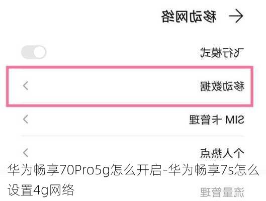 华为畅享70Pro5g怎么开启-华为畅享7s怎么设置4g网络