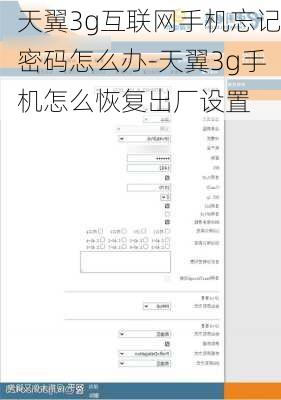 天翼3g互联网手机忘记密码怎么办-天翼3g手机怎么恢复出厂设置