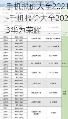 手机报价大全2021-手机报价大全2023华为荣耀