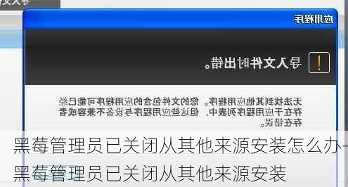 黑莓管理员已关闭从其他来源安装怎么办-黑莓管理员已关闭从其他来源安装